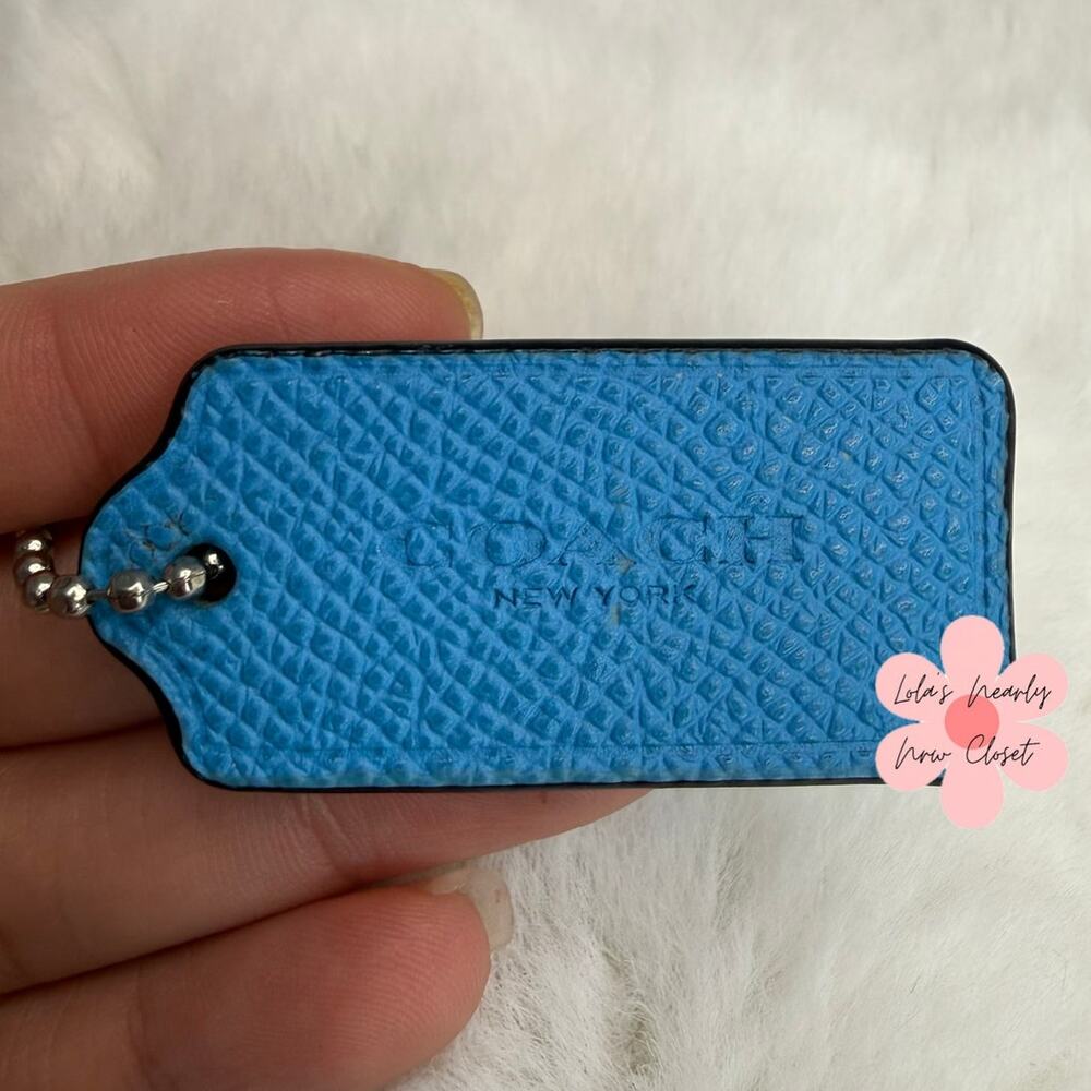 1.5" COACH Blue Fob Bag Charm Hang tag Hangtag